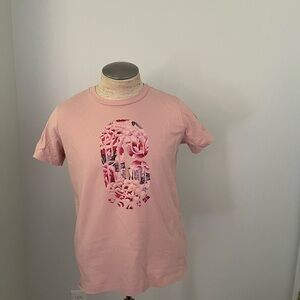Coach Kaffe size Small 100% cotton t shirt pink mauve floral
